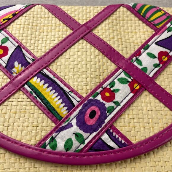 New Retired Vera Bradley Viva La Vera Envelope Wristlet Straw Woven Pink NWT - Picture 4 of 8